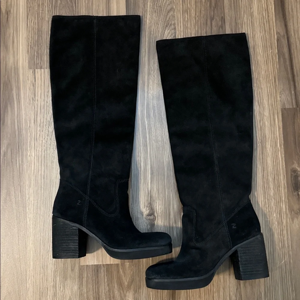 Zodiac Suede Black Over The Knee Vintage Tall Pull On Boots 6